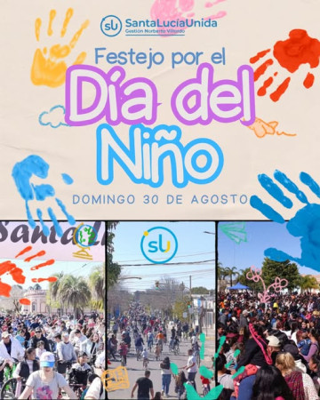 La Municipalidad de Santa Lucía invita a todos los niños a festejar de su día en la Plaza Libertad